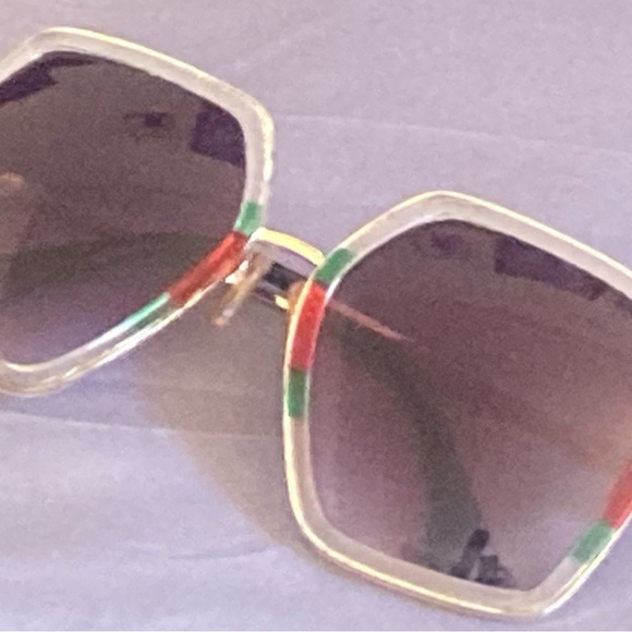 Gucci Gold Sunglasses with Red and Green Highlights